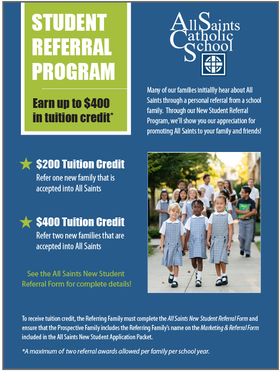 New Student Referral Program - All Saints Catholic School