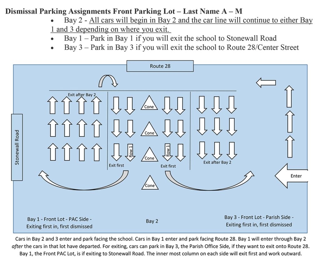 Front Lot Carpool Dismissal Map